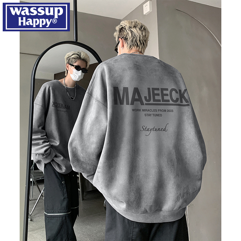 WASSUPHAPPY春秋重磅圆领卫衣男