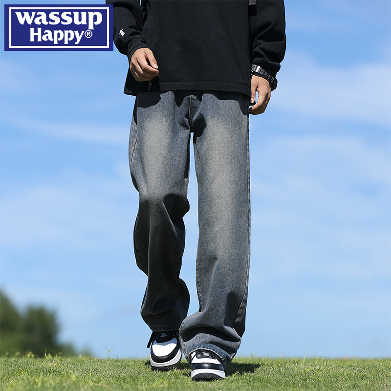 WASSUPHAPPY复古休闲直筒牛仔裤