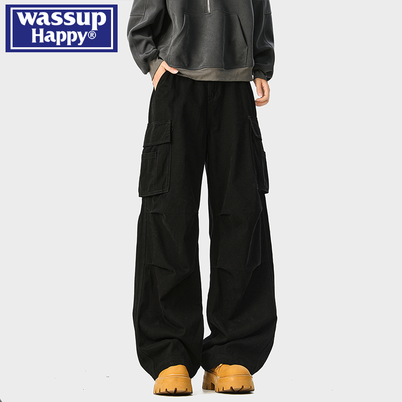 WASSUPHAPPY秋冬直筒休闲裤子男