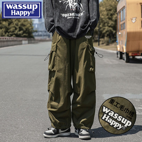 WASSUPHAPPY春秋直筒工装裤男