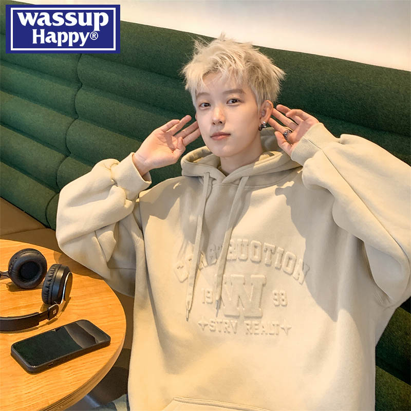 WASSUPHAPPY秋冬重磅连帽卫衣男