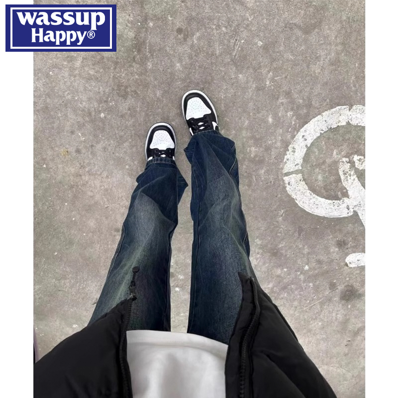 WASSUPHAPPY春秋季直筒牛仔裤男