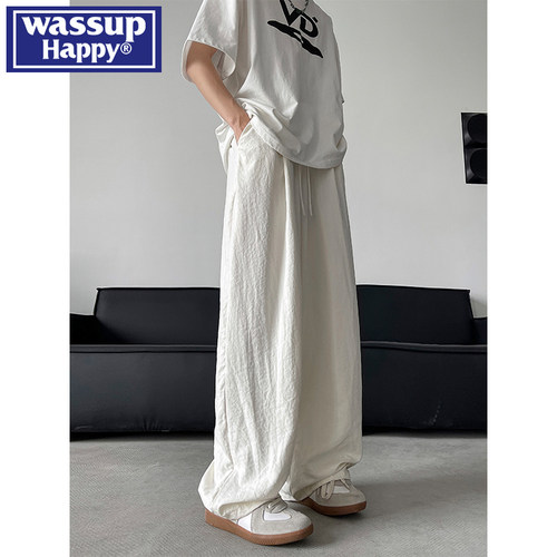 WASSUPHAPPY宽松直筒休闲裤子男