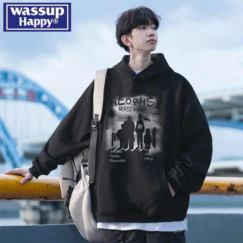 WASSUPHAPPY春秋季连帽卫衣男