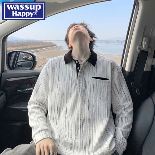 WASSUPHAPPY高街扎染翻领卫衣男