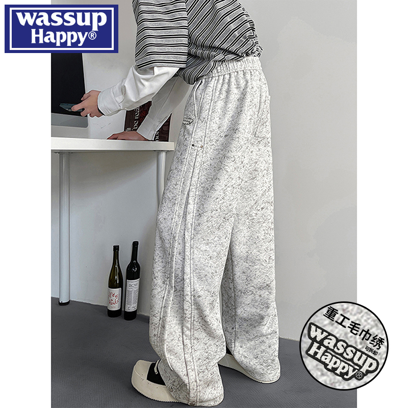 WASSUPHAPPY秋冬直筒休闲裤子男