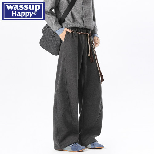 WASSUPHAPPY美式直筒休闲裤子男
