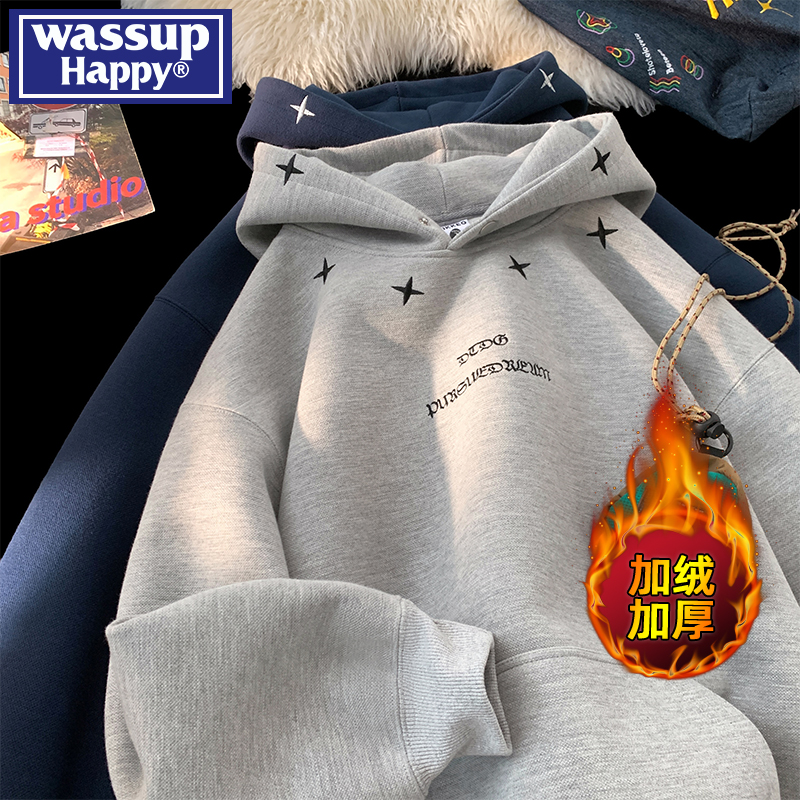 WASSUPHAPPY美式刺绣四芒星卫衣