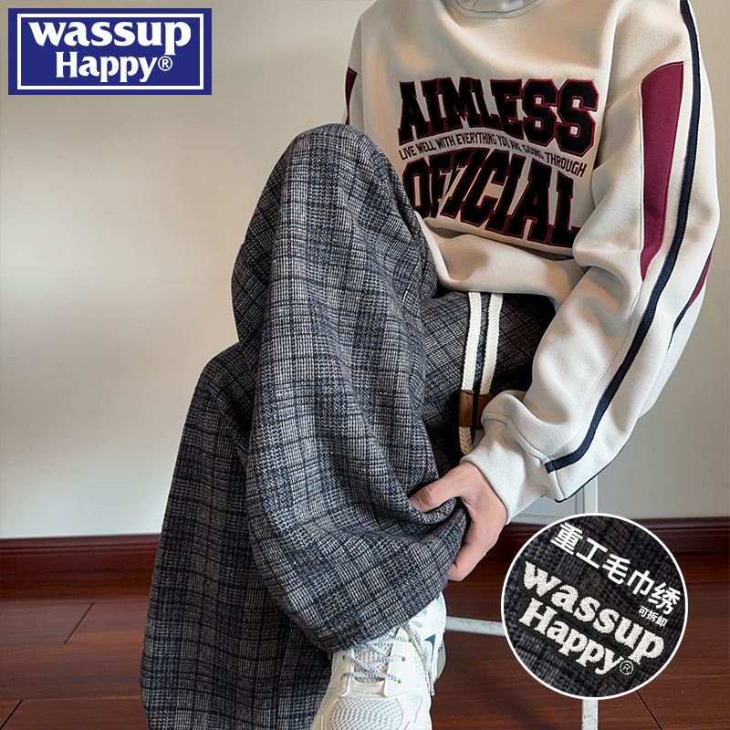 WASSUPHAPPY秋冬直筒休闲裤子男