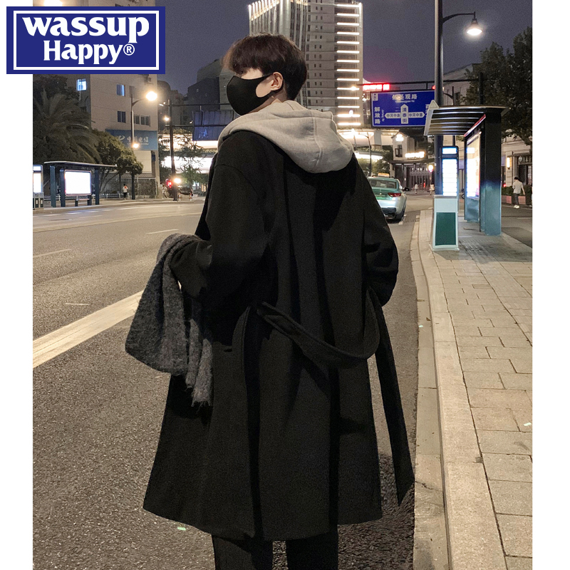 WASSUPHAPPY秋冬季毛呢大衣男
