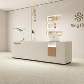 轻奢烤漆美容院公司办公室前台接待培训机构民宿吧台收银柜台电脑