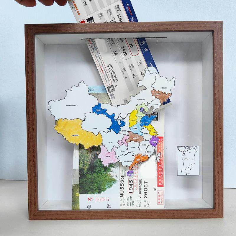 旅行足迹记录时间碎片相框门票存根存储框音乐会门票相框景点旅游