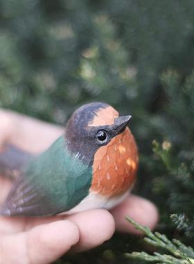 鹿妖商店 肥啾 木雕小鸟 小燕子 家燕 春燕 纯手工 实木桌面摆件