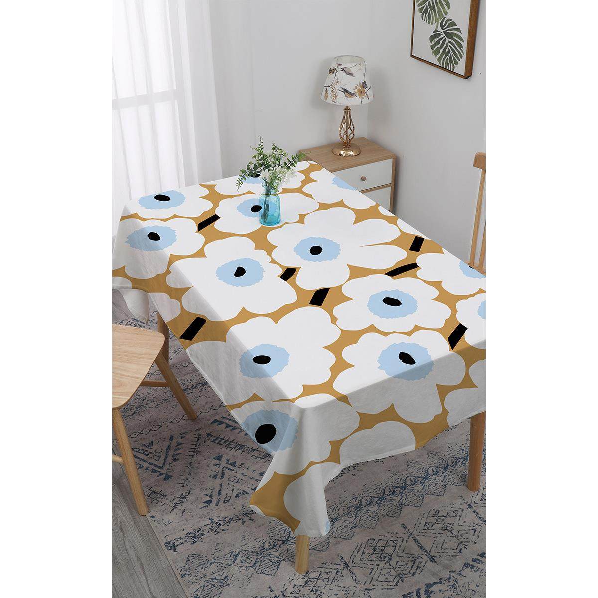 北欧大花圆桌棉麻桌布长方形餐桌布艺茶几遮盖巾餐厅书桌台布防水,居家布艺,桌布,淘宝优惠券,粉丝福利购,淘宝优惠卷