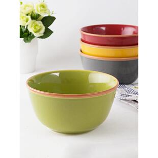 玉泉彩瓷碗6寸中国纯色饭碗小汤碗单高温釉下彩餐具