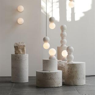 服装店展厅黄洞石底座雕塑台陈列桌圆柱体空心落地台装饰展示台柱