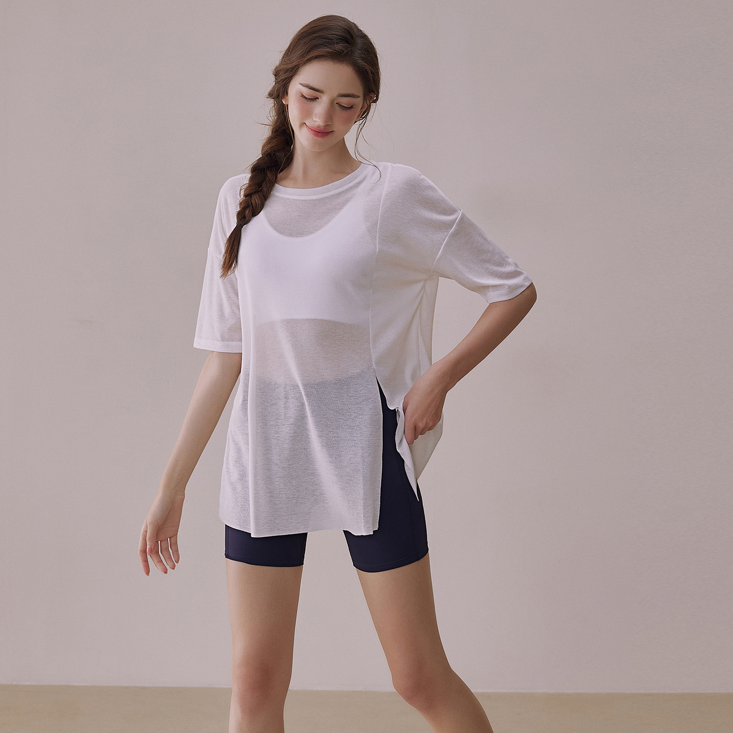 宽松吊带背心罩衫女网纱透气运动短袖跑步训练T恤中袖2025新款夏