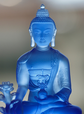 琉璃药师佛双层莲花底座佛像佛具