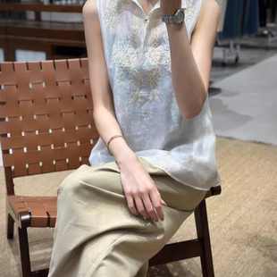 一念家2026夏上新欧货立领刺绣轻薄透气无袖 G311 背心YS111