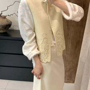 一念家国风重工订珠立体剪裁马甲 33621 含90.3绵羊毛