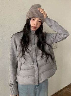 一念2025立领休闲拼接针织袖保暖羽绒服外套6688