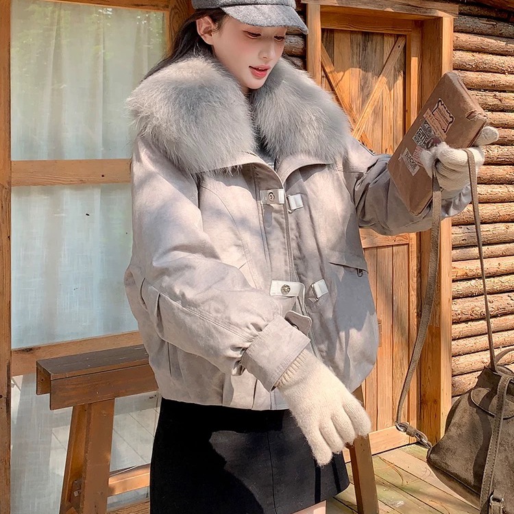 一念店领宽松百搭保暖羽绒服外套(真狐狸毛毛领不可拆)YS2-8803