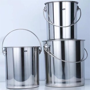 精选加厚提桶大容量带盖商用家用储水桶食品级304不锈钢桶圆桶手