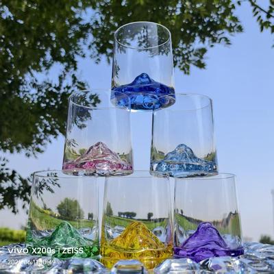 【可尔】冰山杯玻璃观山杯家用水杯创意茶杯覆古日式藏山水杯彩色