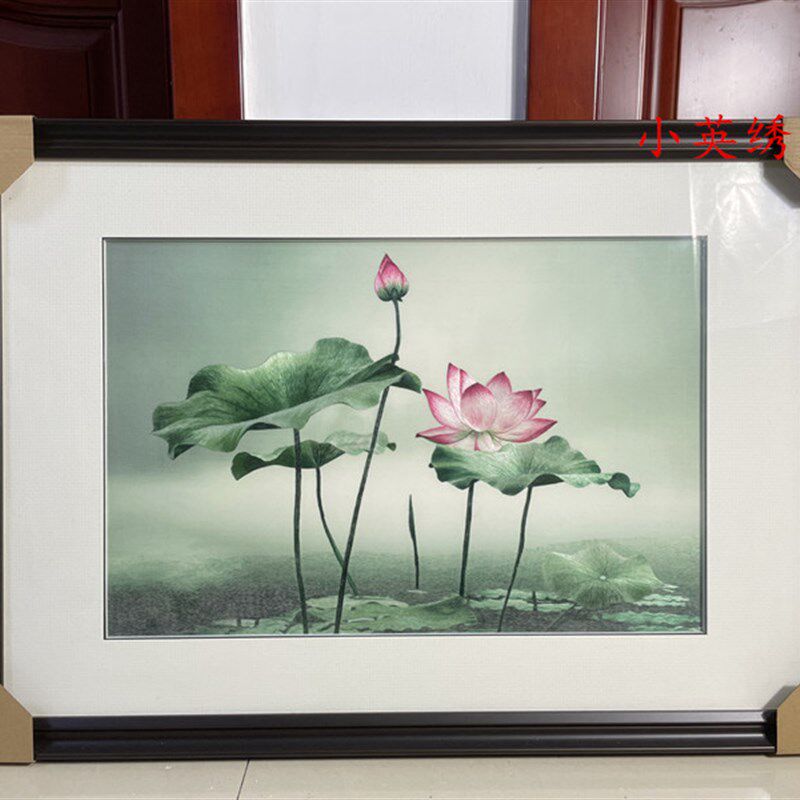 纯手工新款精品苏州刺绣画苏绣成品挂画玄关装饰画4060荷花
