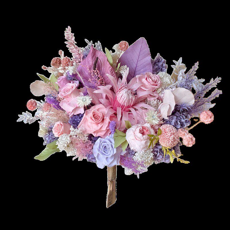 紫藤蔷薇永生花束帝王花奥斯汀永生玫瑰真花干花高端家居插花送礼