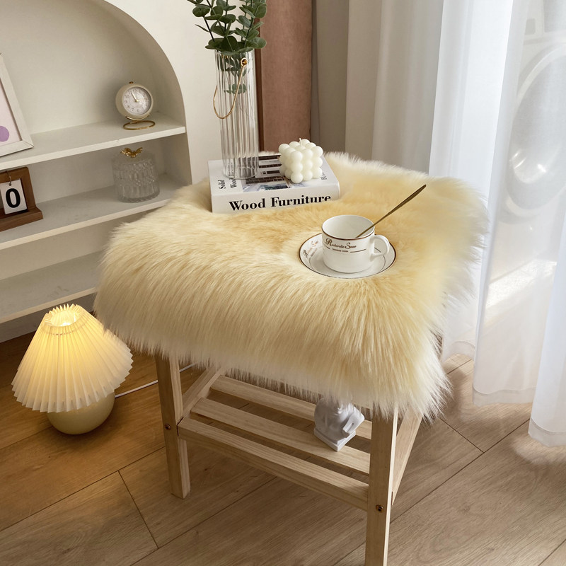长毛绒床头柜毛毛垫仿羊毛椅垫桌面垫子梳妆台垫茶几台布展示垫