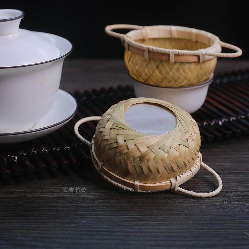 安吉竹迹茶漏泡茶渣杯滤网手工竹编过滤器功夫茶具漏茶隔茶滤配件