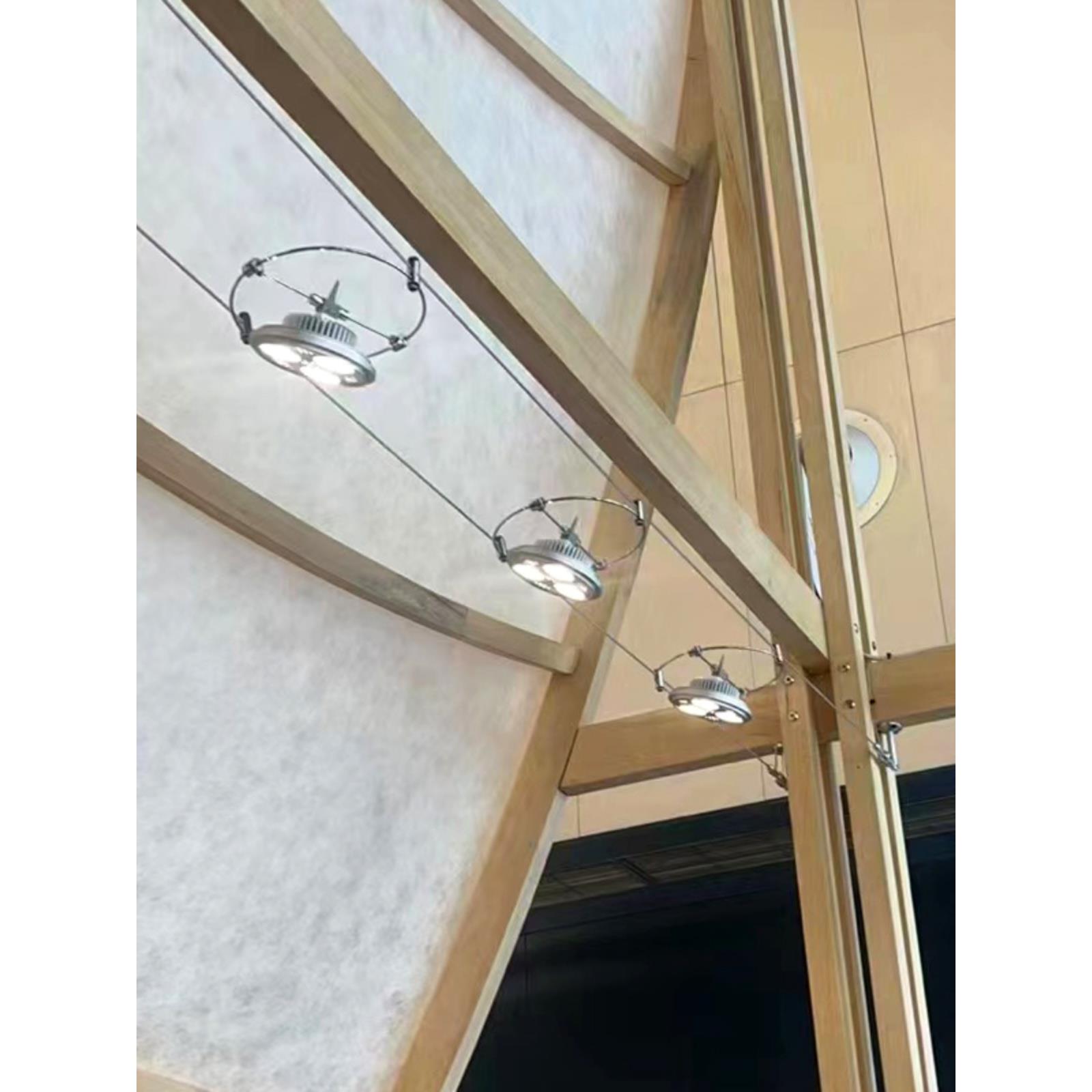 走线灯金属感工业风射灯led 轨道灯拉线灯钢丝钢索灯简约家用暖光