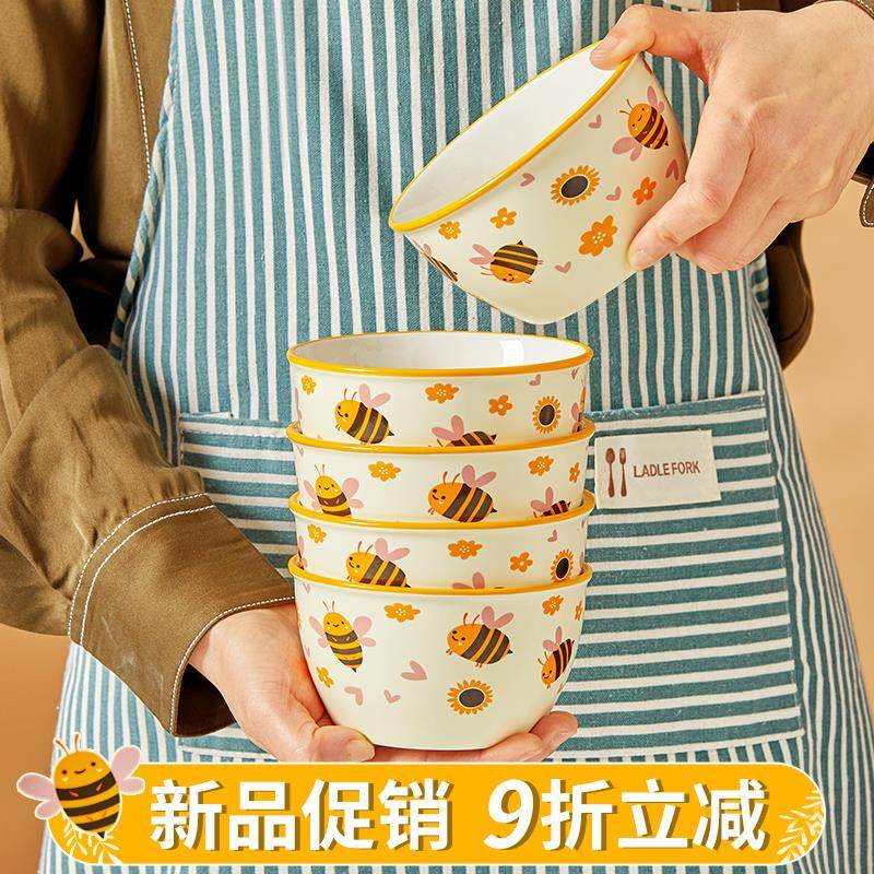陶瓷饭碗家用2025年网红时尚新款可微波加厚防烫吃饭碗碟餐具套装