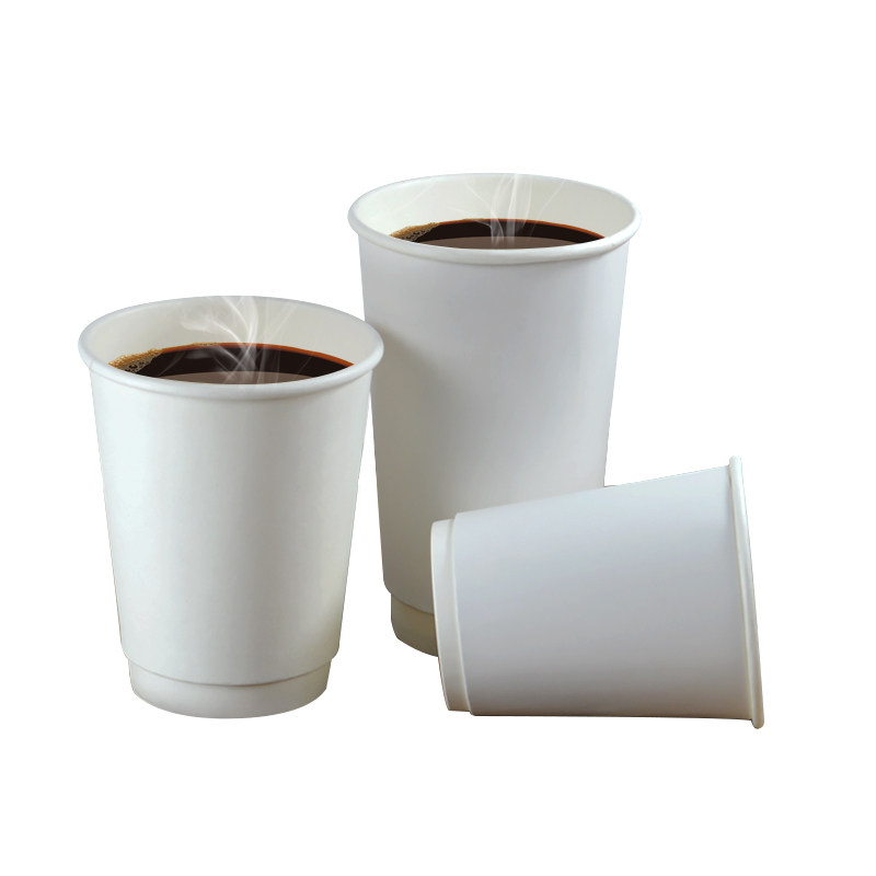 双层隔热白色纸杯一次性防烫纸杯带盖奶茶咖啡专用外卖打包热饮杯