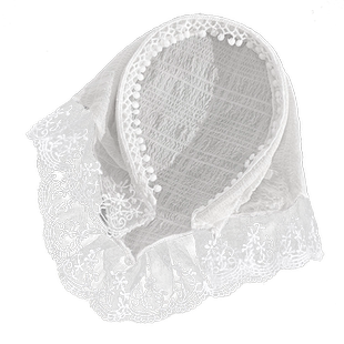 红格三角巾发箍法式田园风蕾丝头巾女包头2025新款头饰拍照用发带