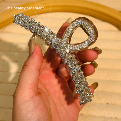 高级感水钻麦穗抓夹女2025新款后脑勺盘发发夹大号优雅鲨鱼夹发卡