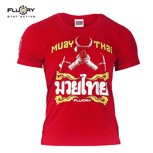 FLUORY拳击服装 女泰拳搏击t恤男散打上衣武术服格斗训练成人红色X