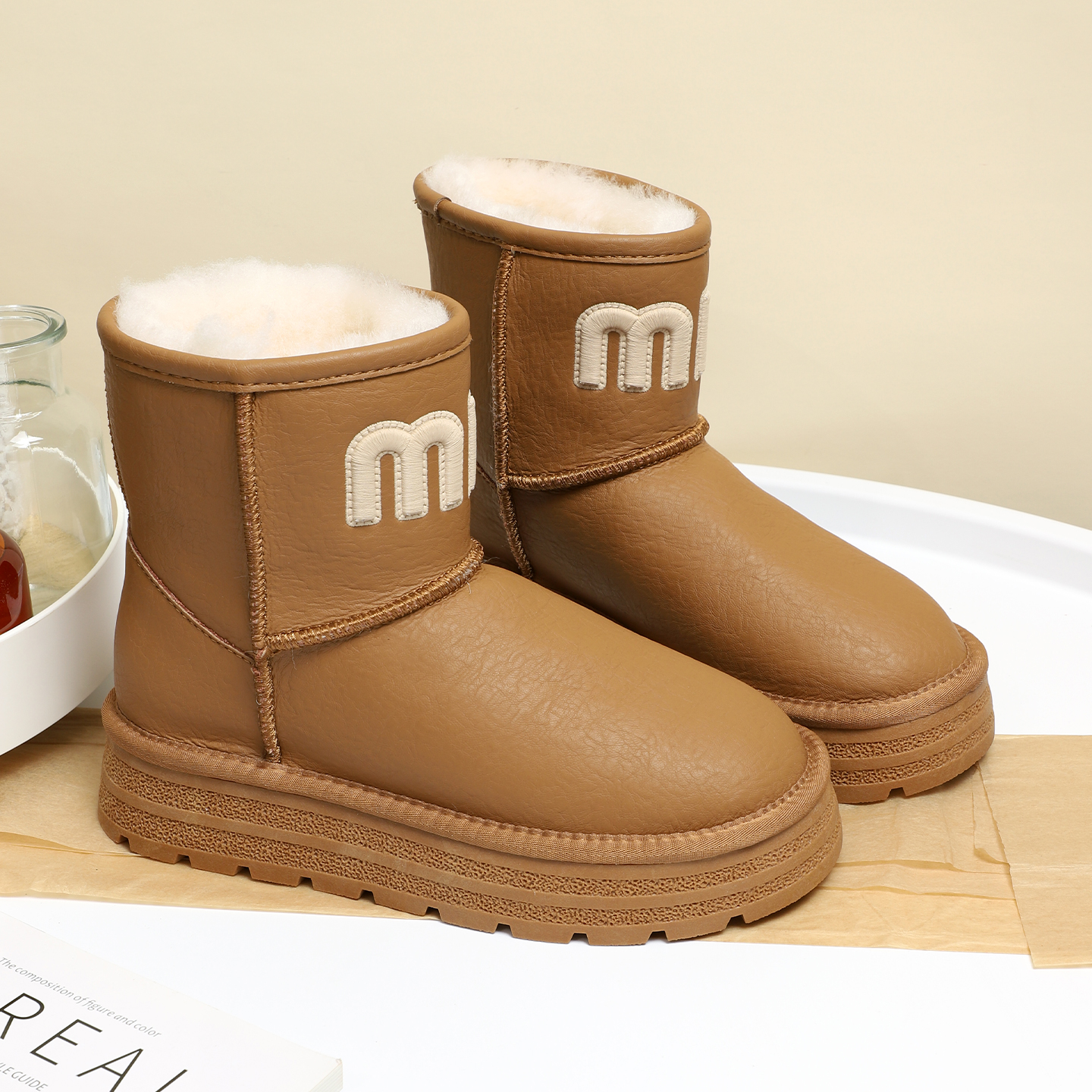 厚底防滑全羊毛雪地靴女