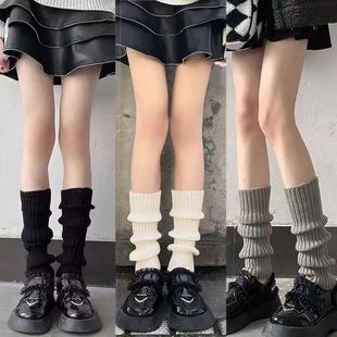 加厚针织jk袜套袜子女白色小腿袜腿套春秋保暖Lolita堆堆袜洛丽塔