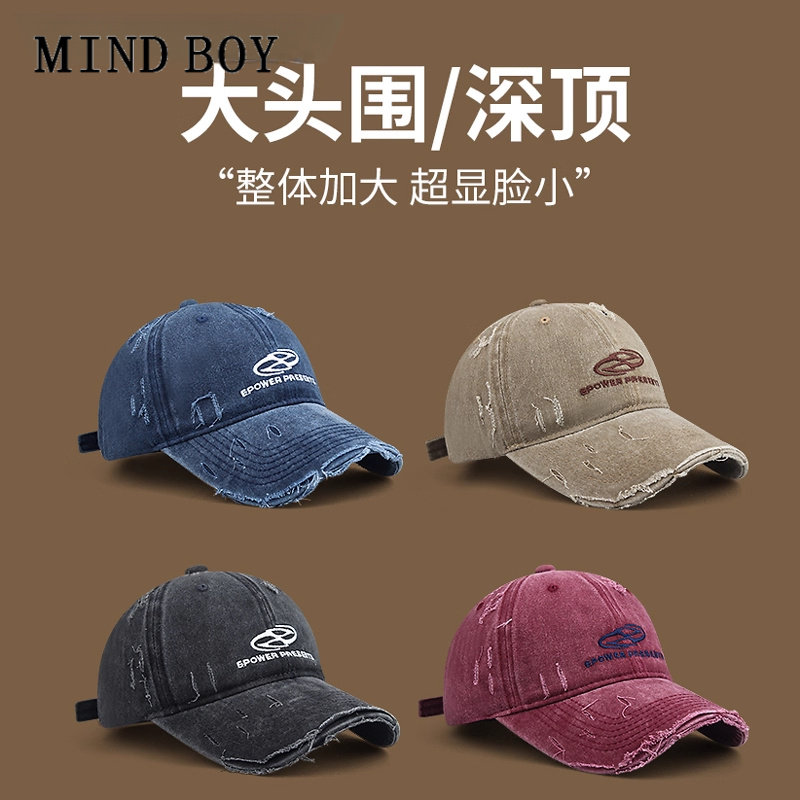 MIND BOY棒球帽男款2026新款牛仔帽子复古大头围显脸小鸭舌帽女帽