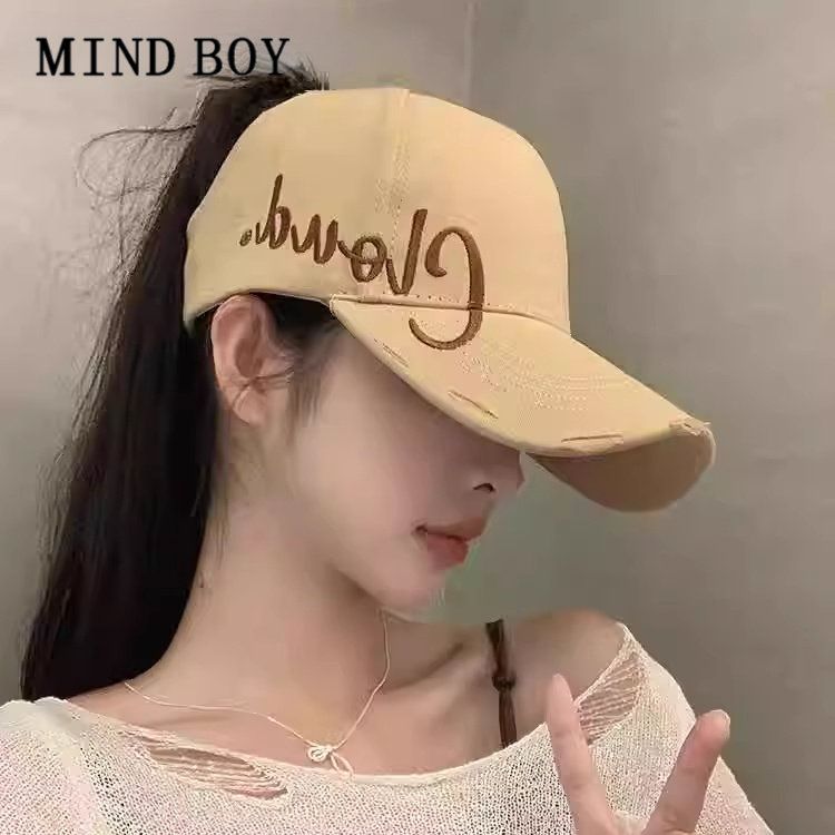 MIND BOY日本设计师联名款空顶棒球帽女大头围高马尾鸭舌帽子遮阳