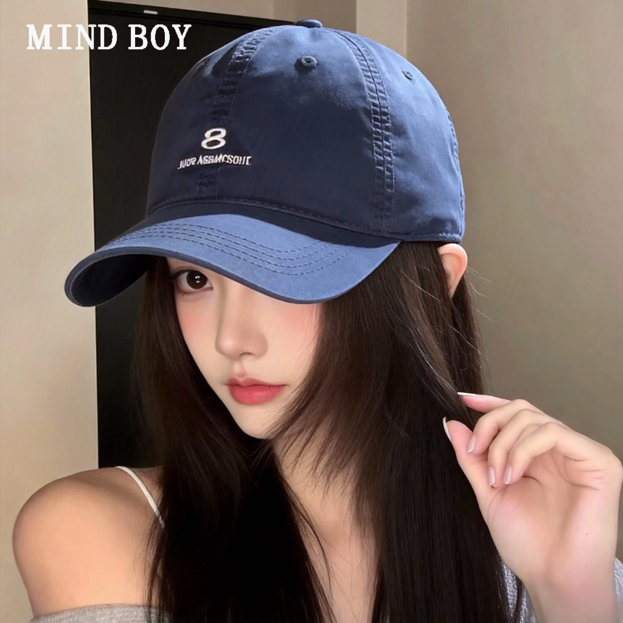 MIND BOY鸭舌帽女宽檐深顶显脸小帽子适合方圆脸大帽檐百搭棒球帽