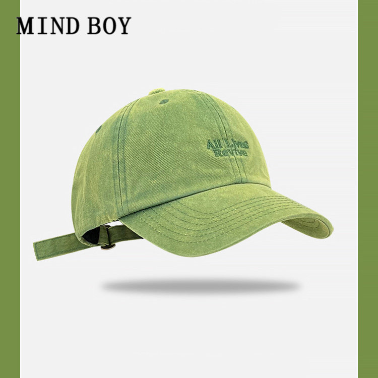 MIND BOY日系复古水洗做旧棒球帽女刺绣字母软顶遮阳鸭舌帽子情侣