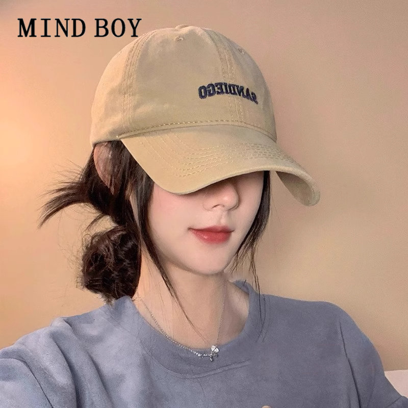 MIND BOY日本设计师联名款鸭舌帽子女春季棒球帽软顶显脸小加深男