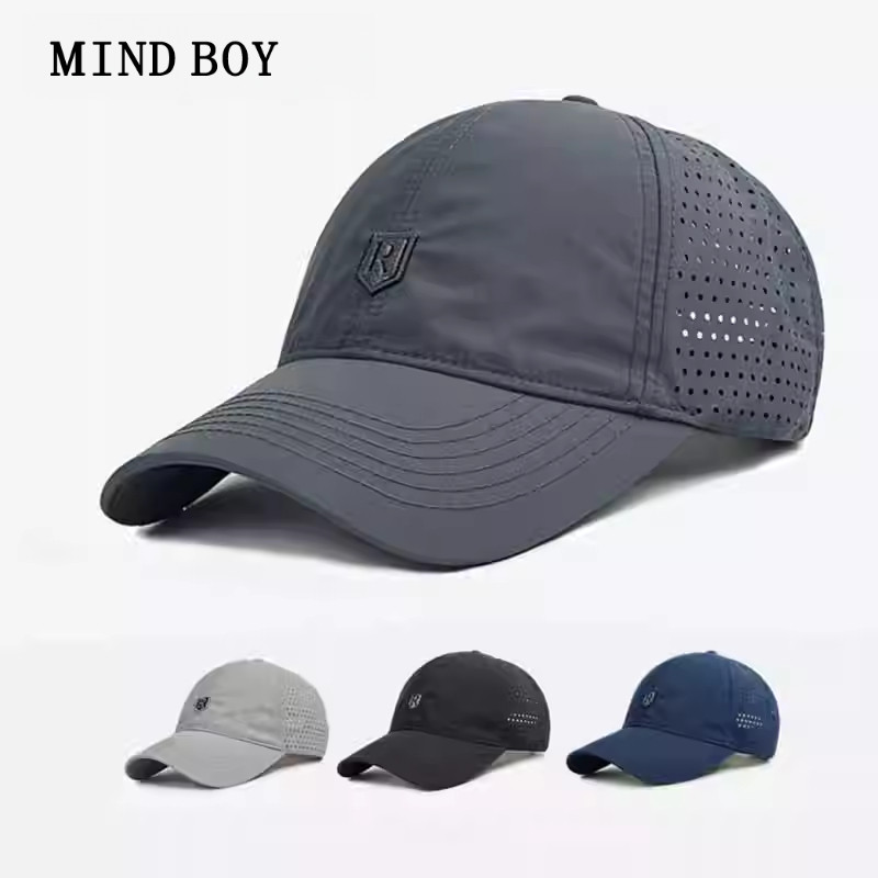 MIND BOY日本设计师联名款户外大头围帽子网眼速干鸭舌帽棒球帽男