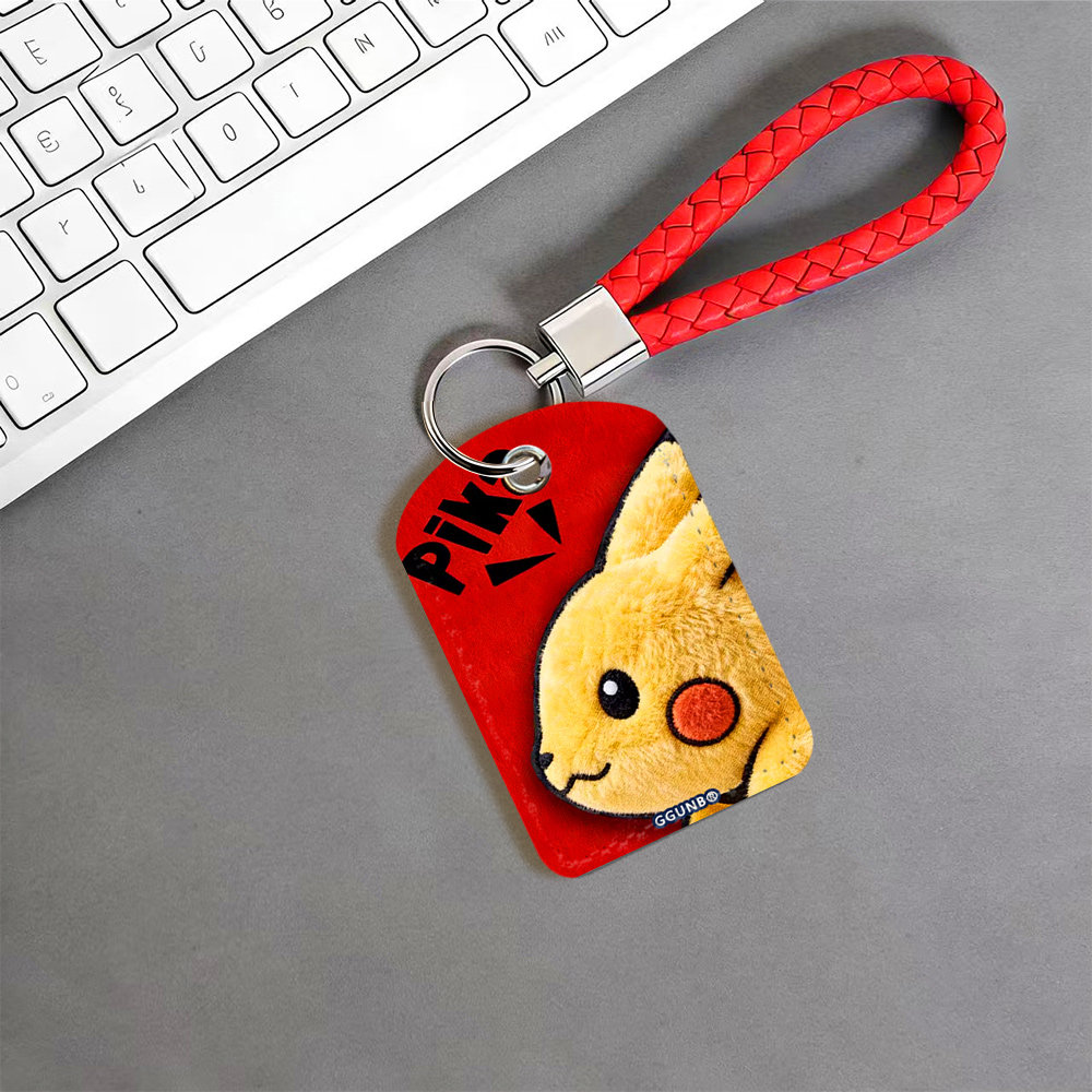 平面图红底红圆腮红皮卡丘PIKA应卡门禁水滴小卡套钥匙扣迷你NF