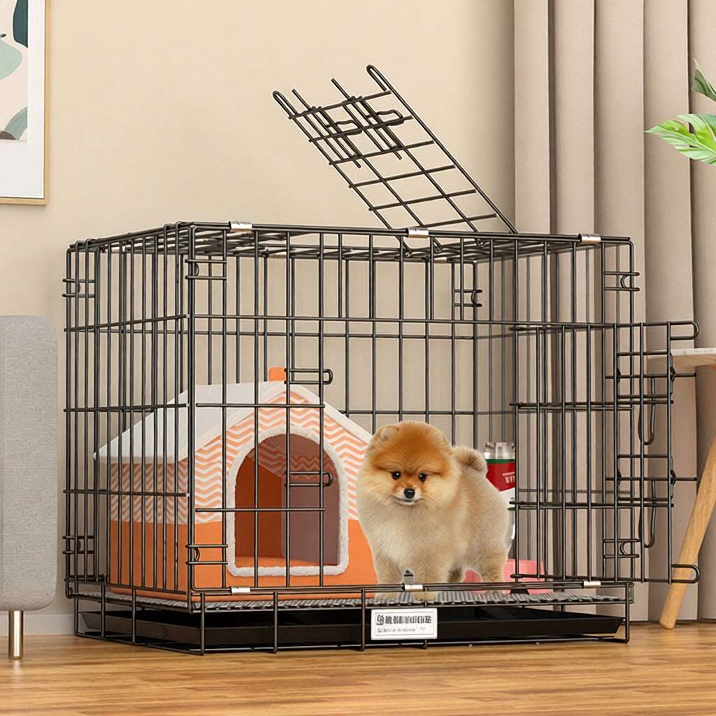 狗笼子小型犬室内带厕所分离托盘