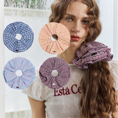 CHUNISLET纯屿 格子双层大发圈女简约奶油色系大肠发圈气质头绳