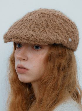 CHUNISLET纯屿 纯色毛线气质简约前进帽秋冬保暖奶油色系毛绒帽